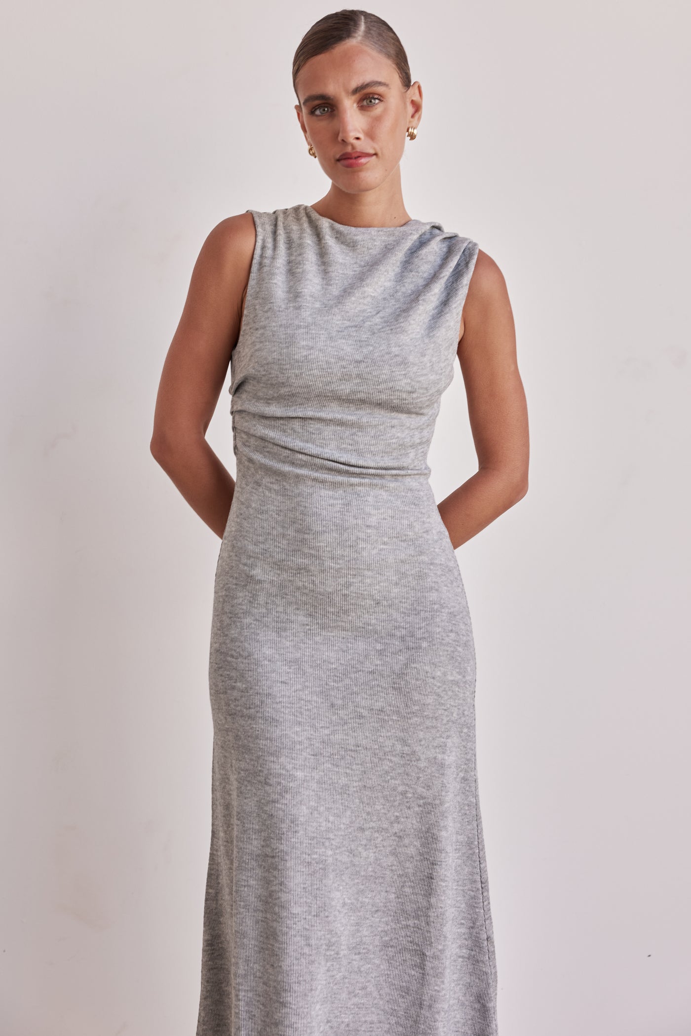 Oriana Knit Midi Dress (Grey)