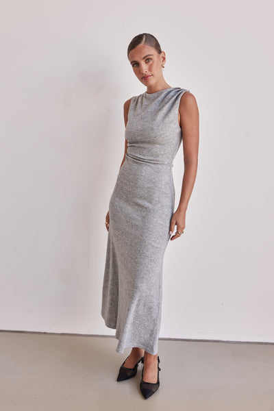 Oriana Knit Midi Dress (Grey)