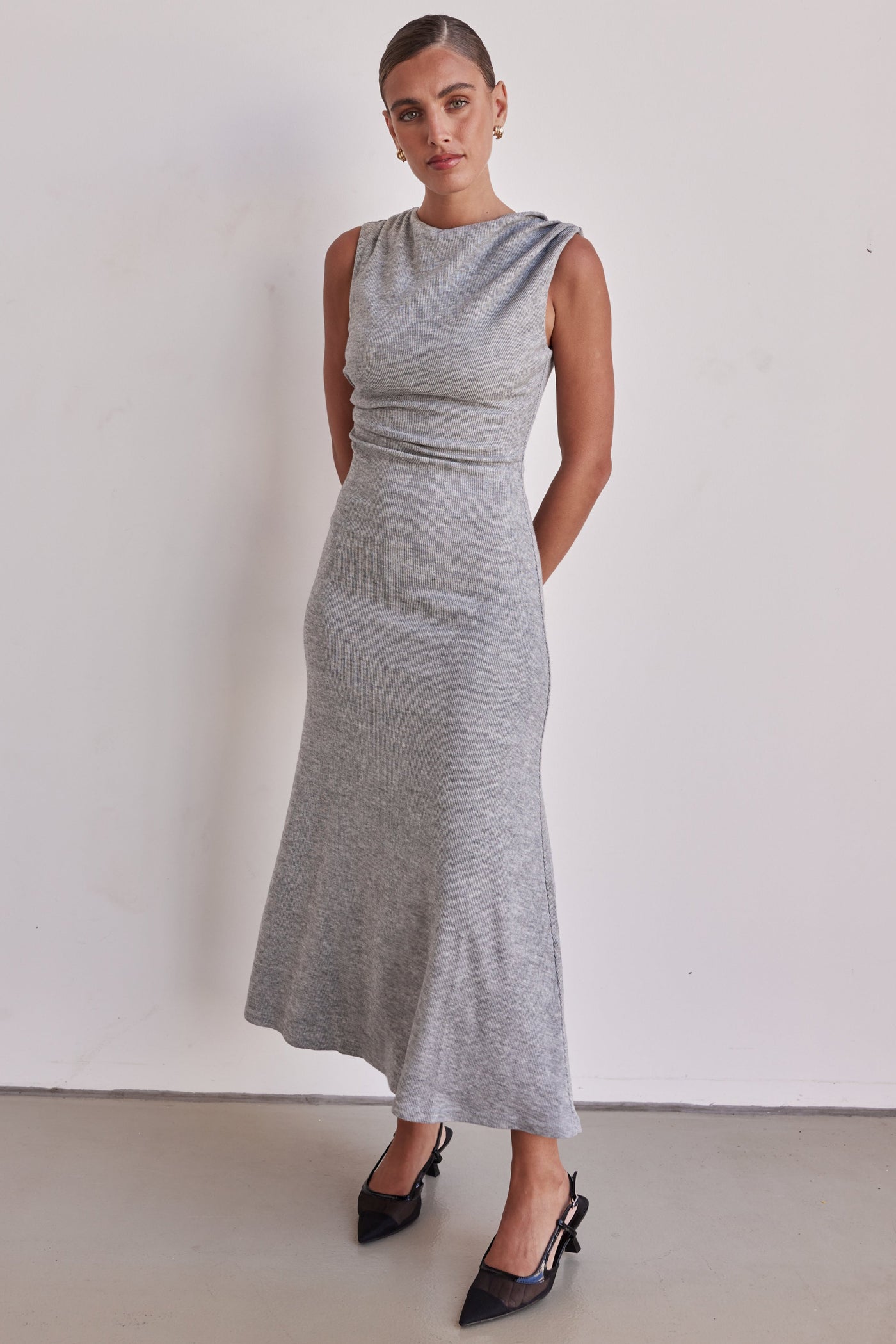 Oriana Knit Midi Dress (Grey)