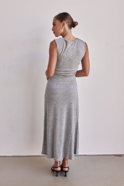 Oriana Knit Midi Dress (Grey)