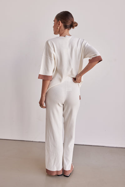 Selenia Ribbed Knit Pant (Cream)