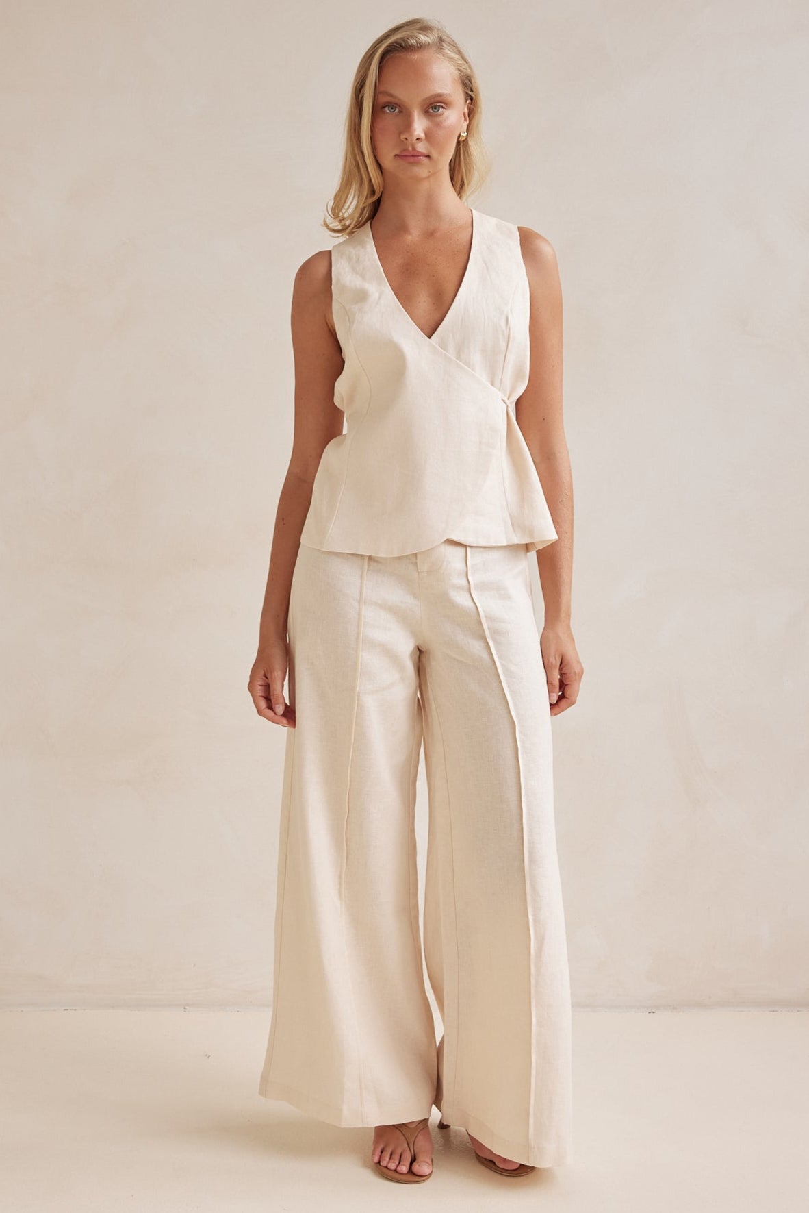 Melia Linen Vest (Cream)