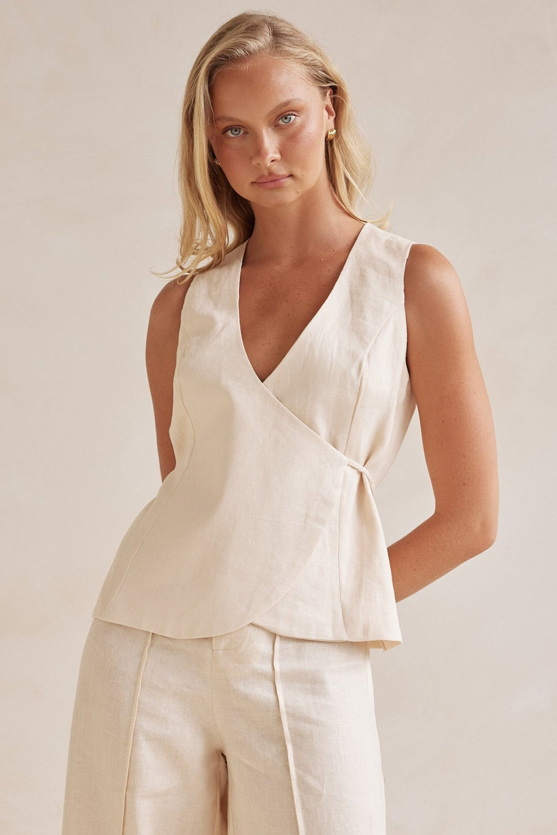 Melia Linen Vest (Cream)