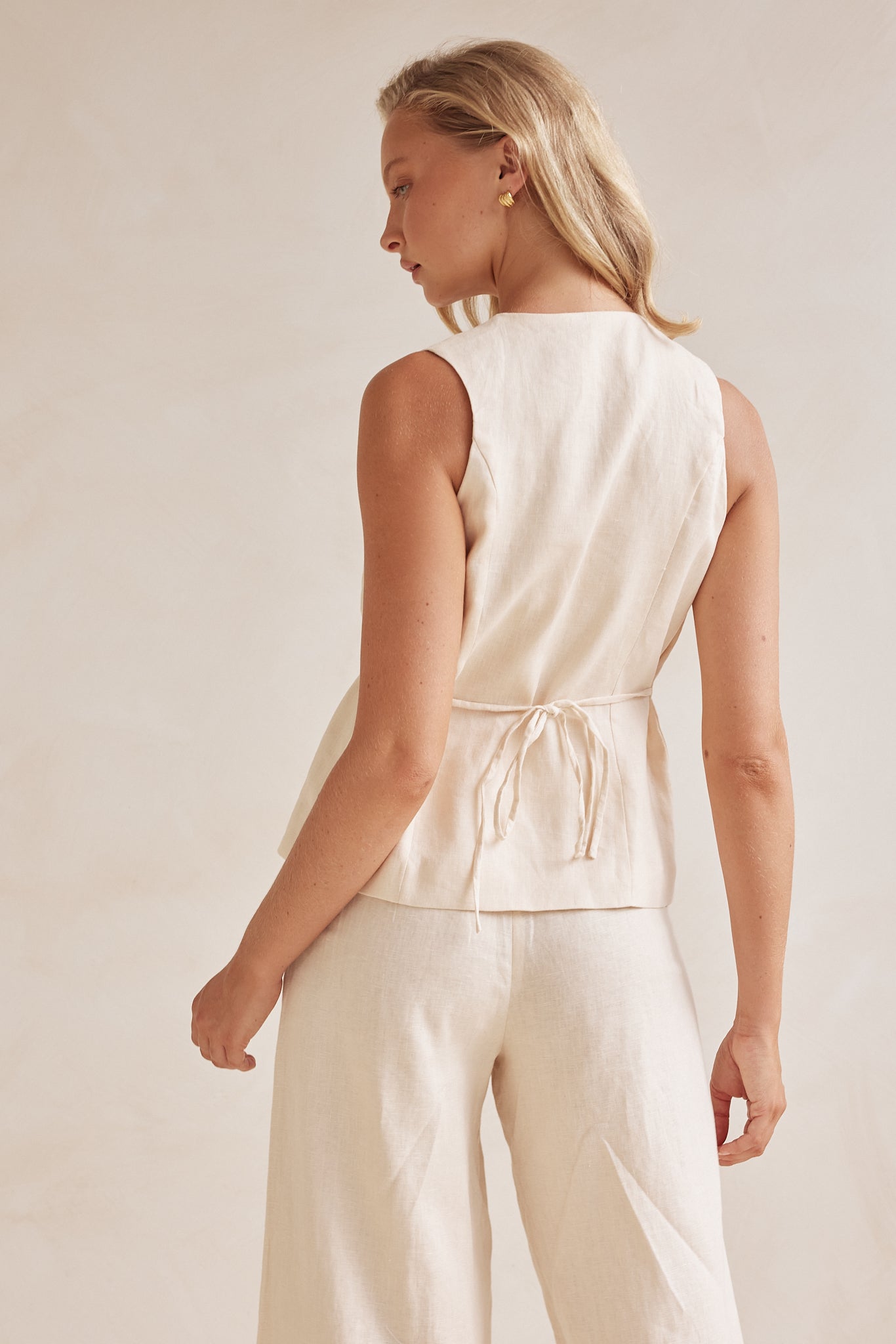 Melia Linen Vest (Cream)