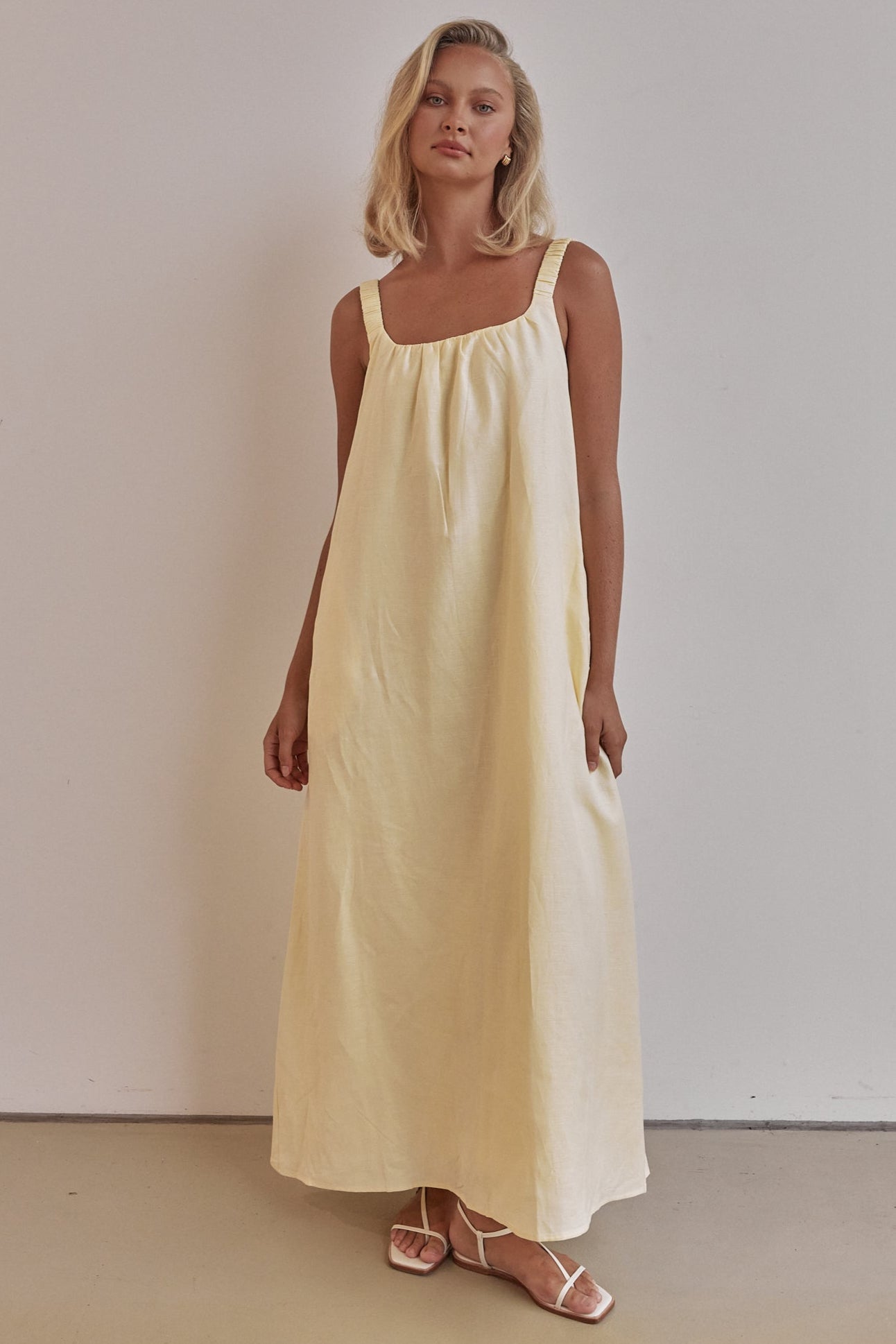 Vicki Linen Maxi Dress (Yellow)