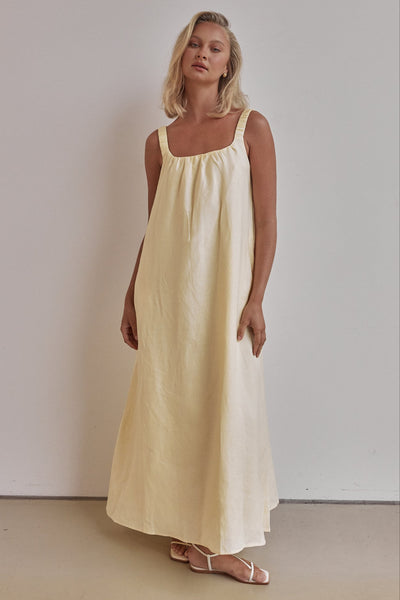 Vicki Linen Maxi Dress (Yellow)