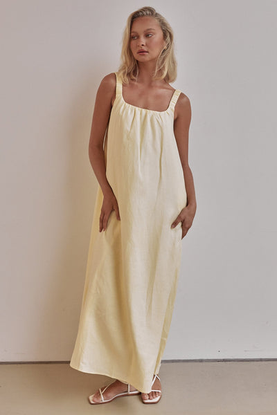 Vicki Linen Maxi Dress (Yellow)