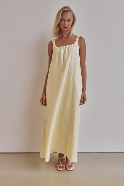 Vicki Linen Maxi Dress (Yellow)