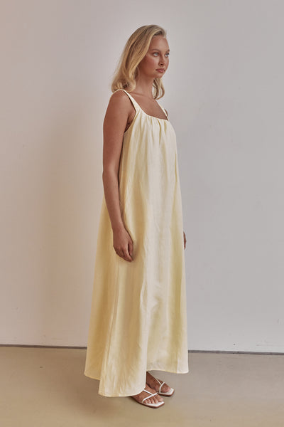 Vicki Linen Maxi Dress (Yellow)