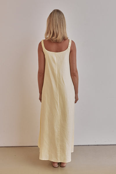 Vicki Linen Maxi Dress (Yellow)