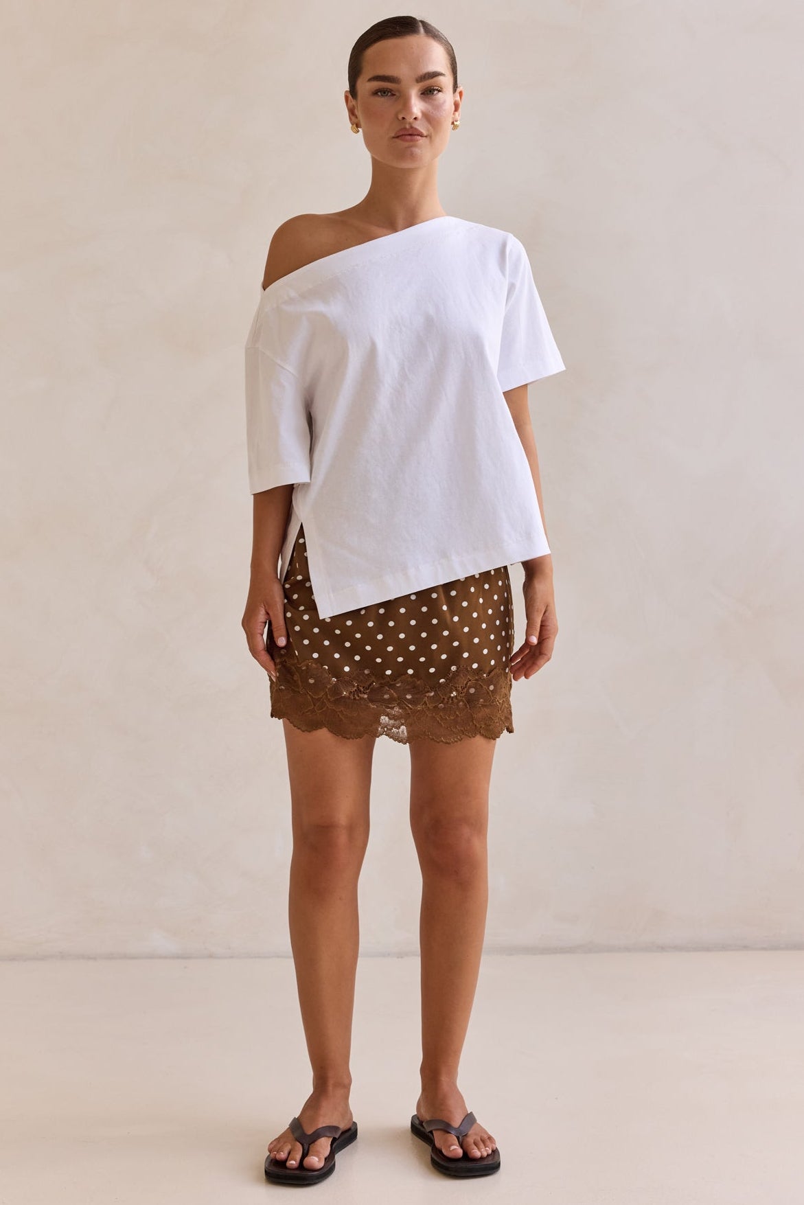 Jada Polka Mini Skirt (Brown)