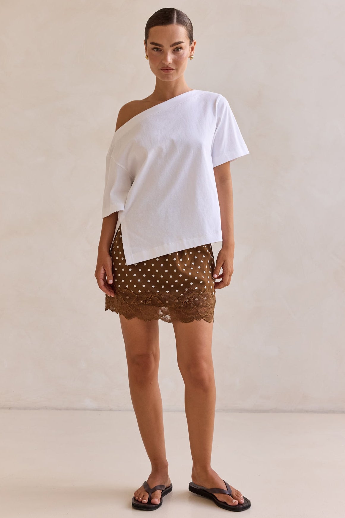Jada Polka Mini Skirt (Brown)