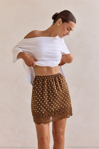 Jada Polka Mini Skirt (Brown)