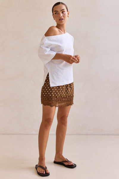 Jada Polka Mini Skirt (Brown)