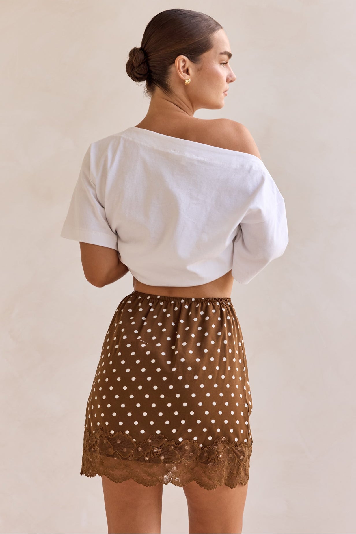 Jada Polka Mini Skirt (Brown)