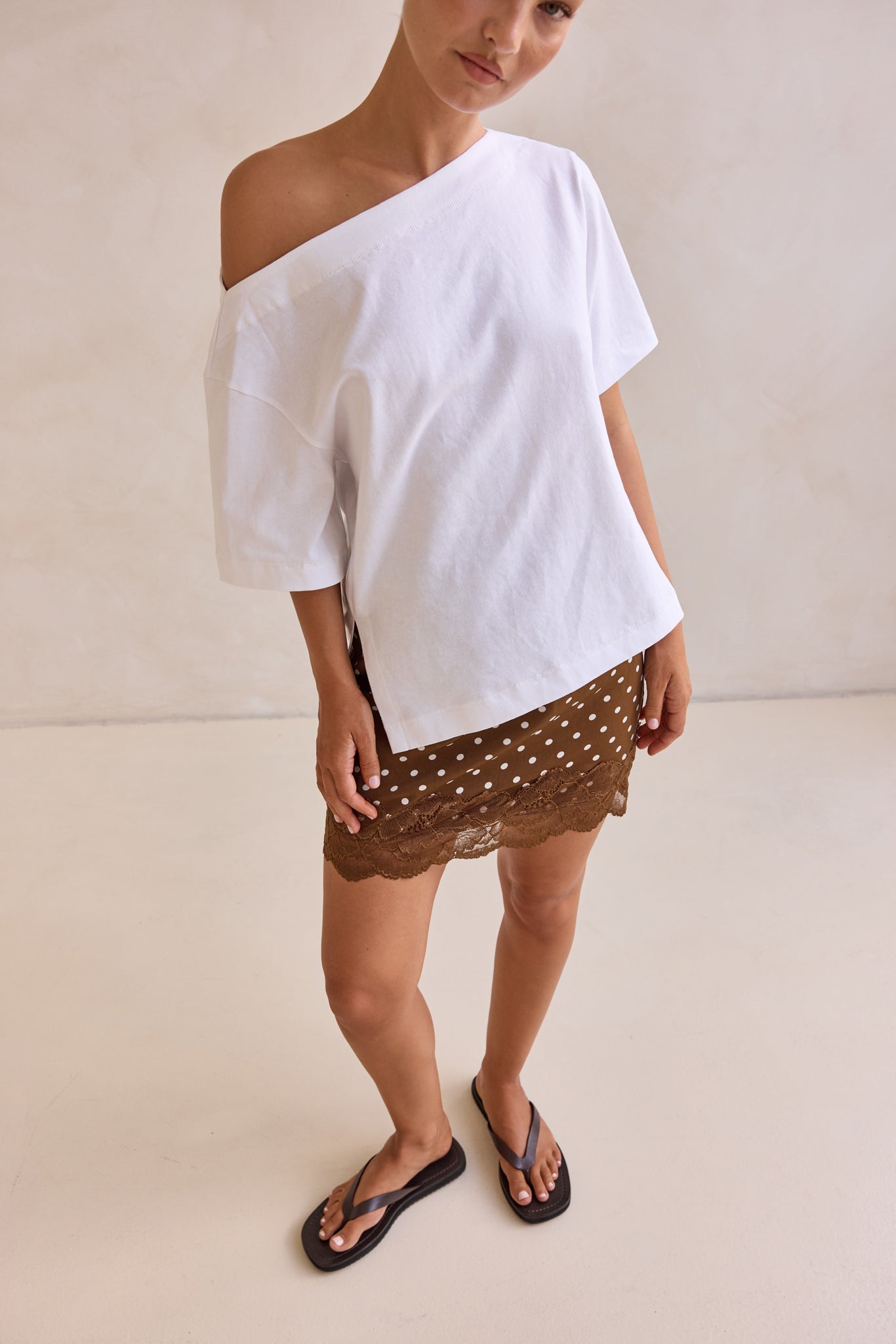 Jada Polka Mini Skirt (Brown)