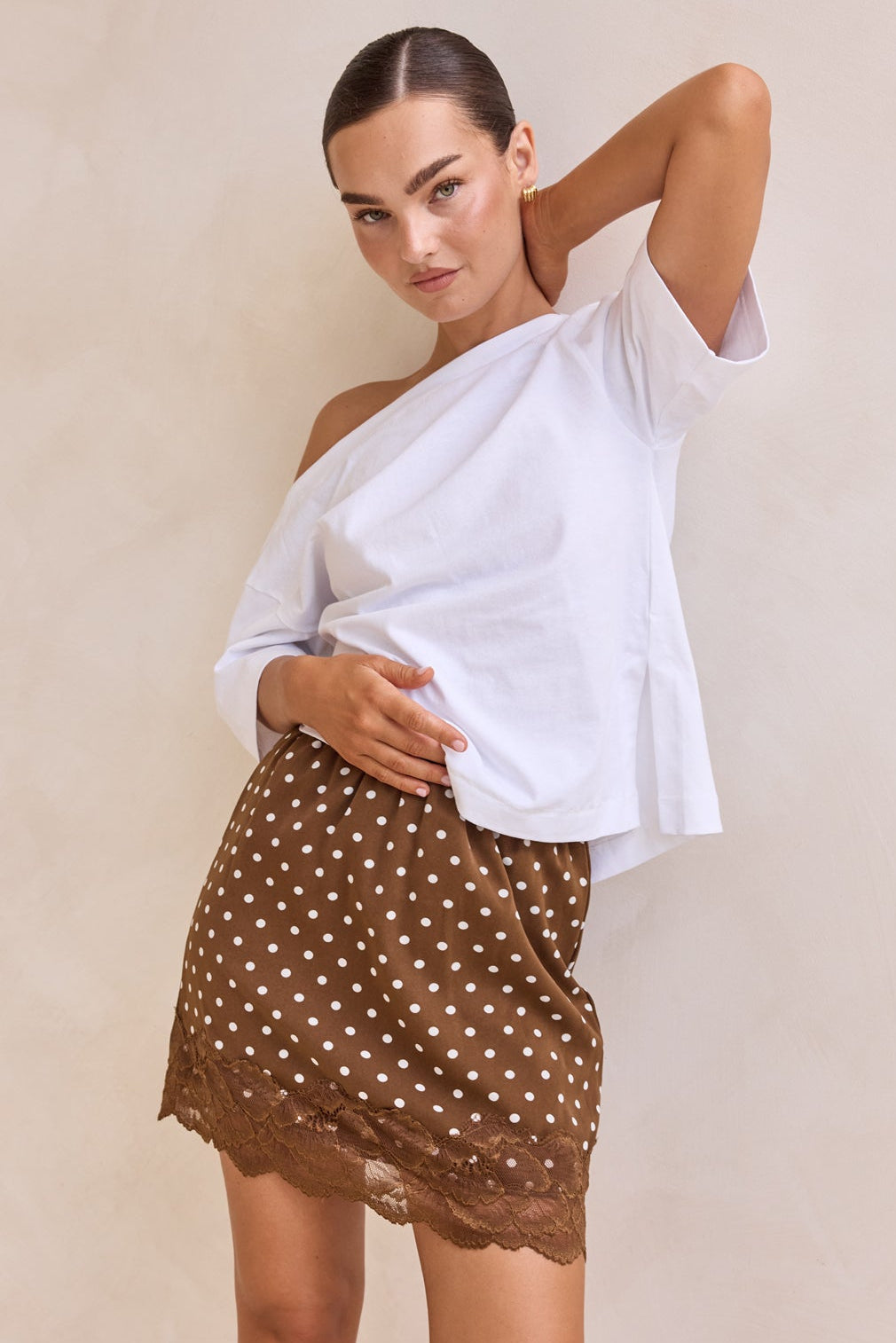 Jada Polka Mini Skirt (Brown)