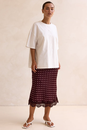 Emaretta Polka Midi Skirt (Plum)