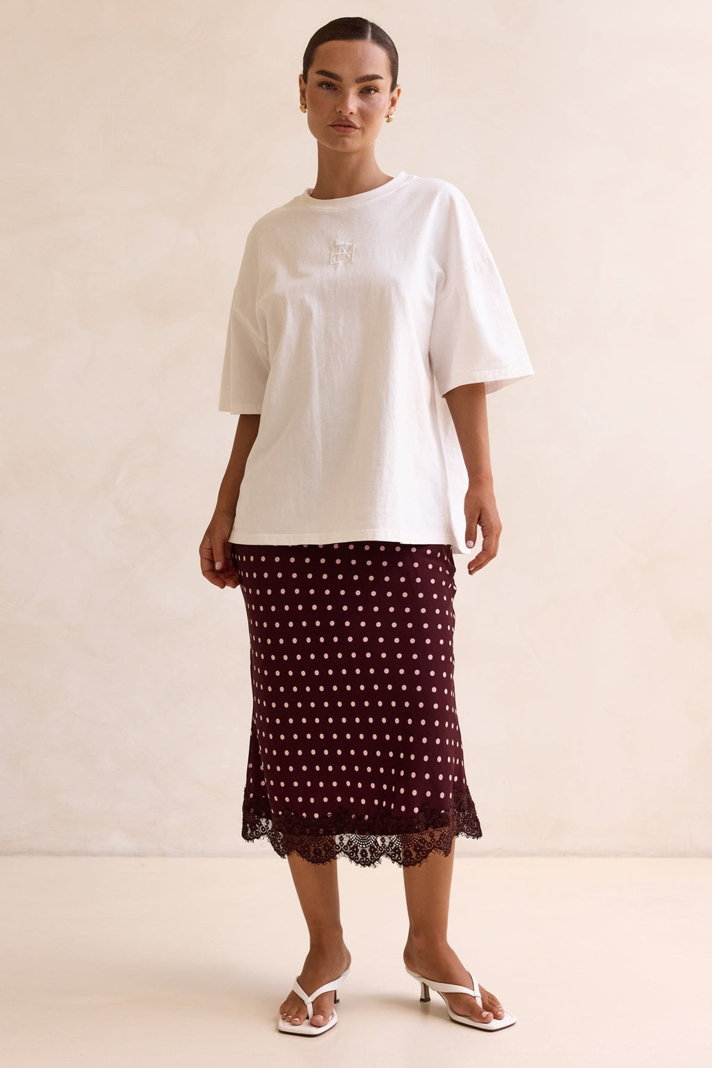 Emaretta Polka Midi Skirt (Plum)