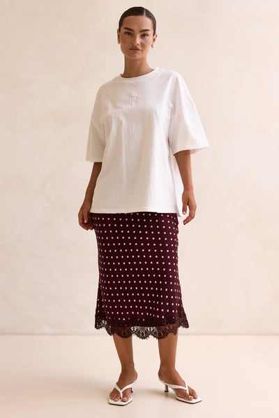 Emaretta Polka Midi Skirt (Plum)