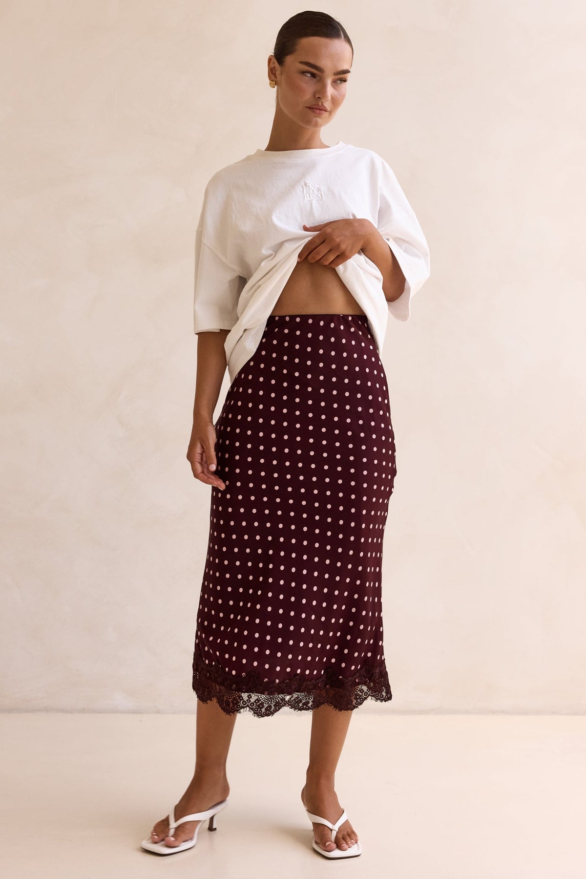 Emaretta Polka Midi Skirt (Plum)