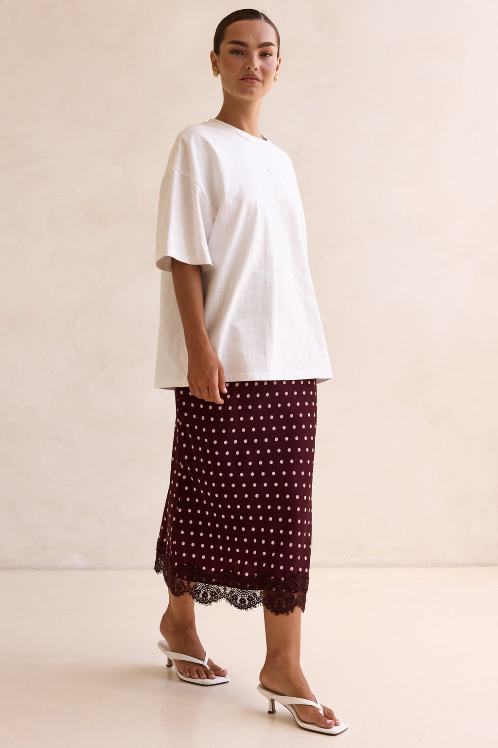 Emaretta Polka Midi Skirt (Plum)