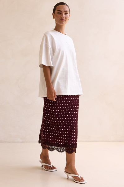 Emaretta Polka Midi Skirt (Plum)
