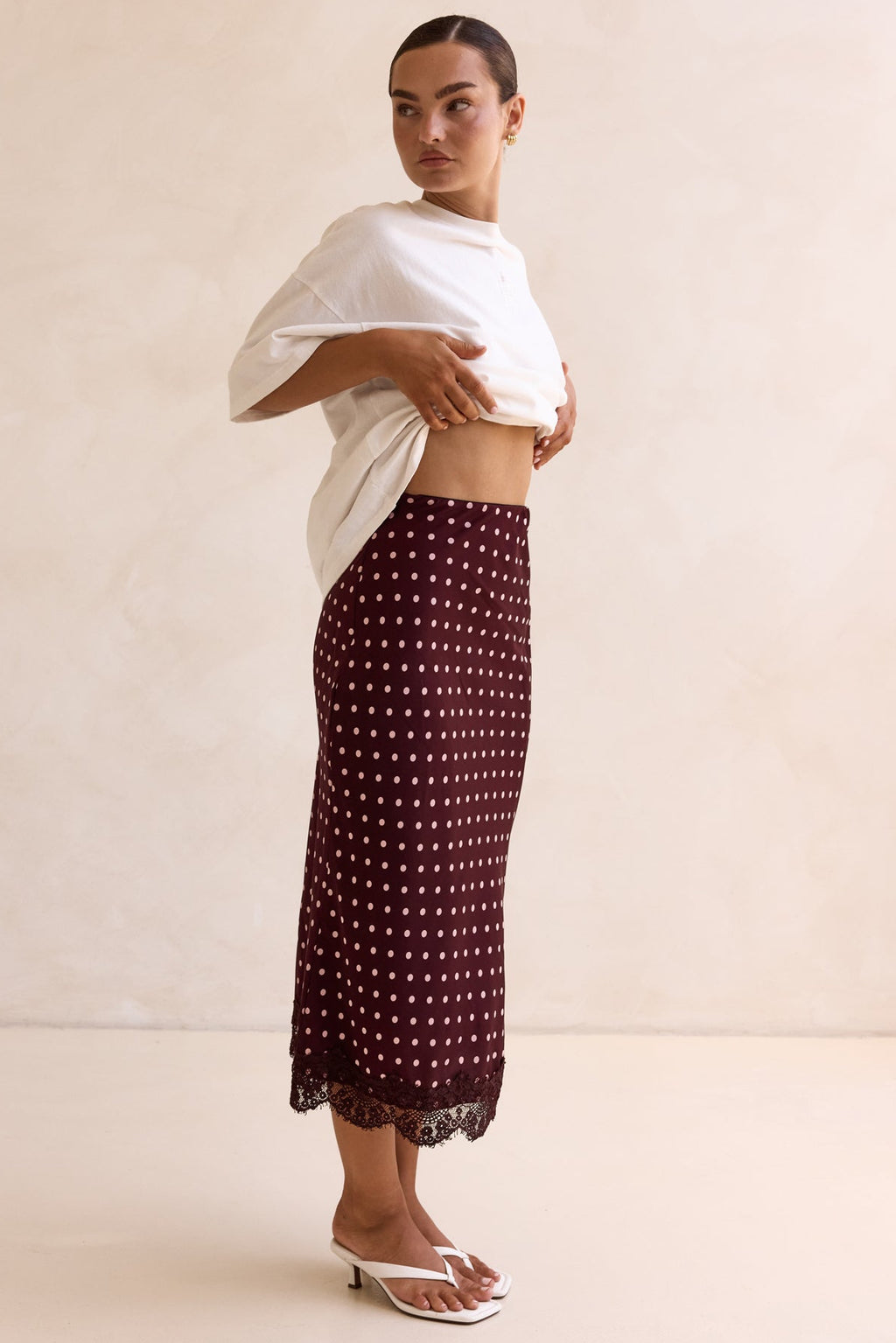 Emaretta Polka Midi Skirt (Plum)