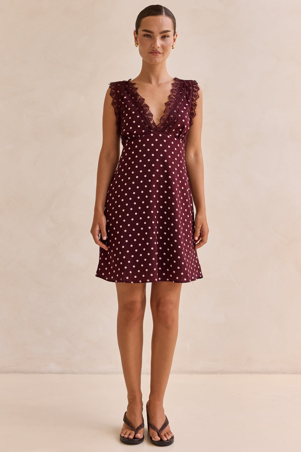 Emaretta Polka Mini Dress (Plum)