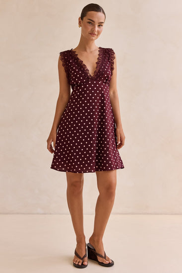 Emaretta Polka Mini Dress (Plum)