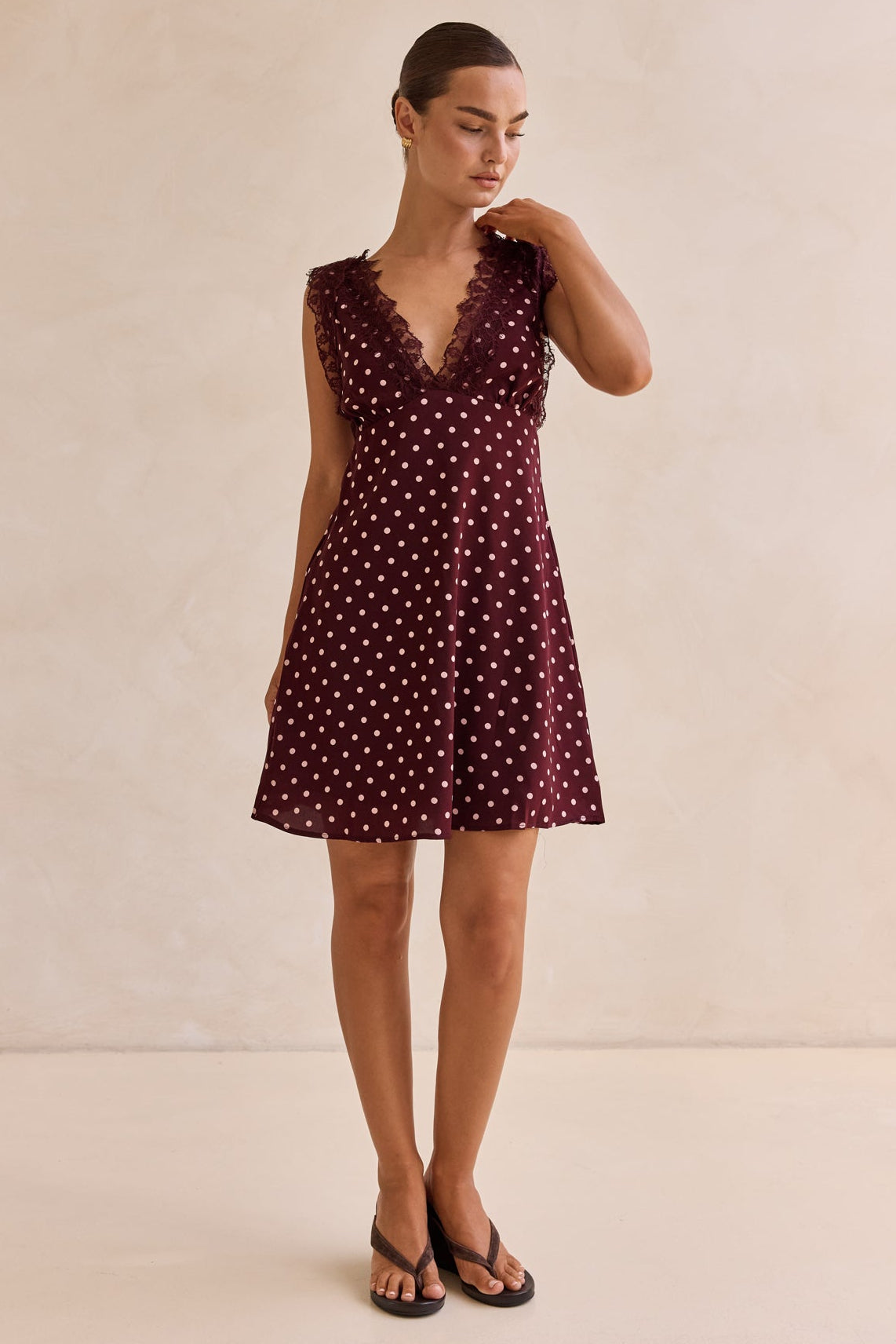 Emaretta Polka Mini Dress (Plum)
