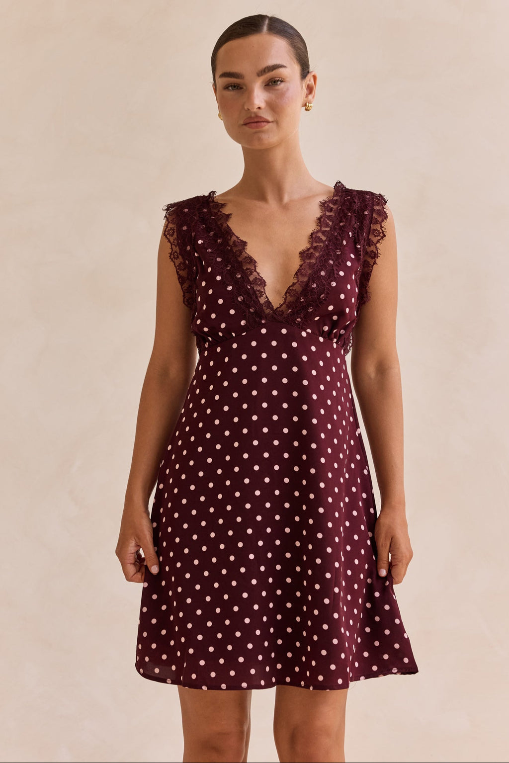 Emaretta Polka Mini Dress (Plum)