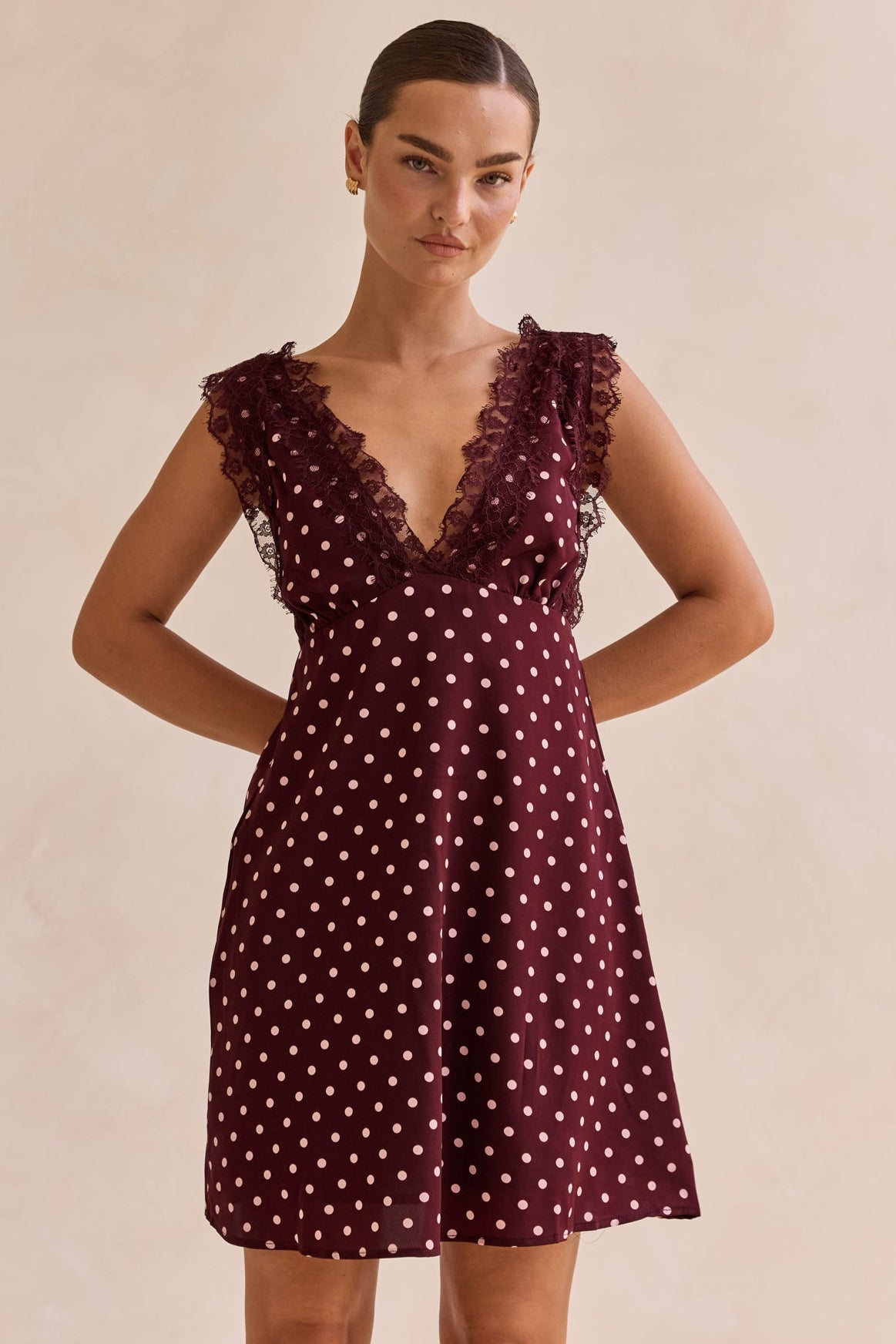 Emaretta Polka Mini Dress (Plum)
