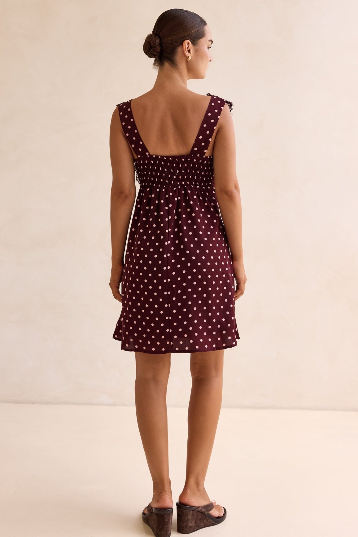 Emaretta Polka Mini Dress (Plum)