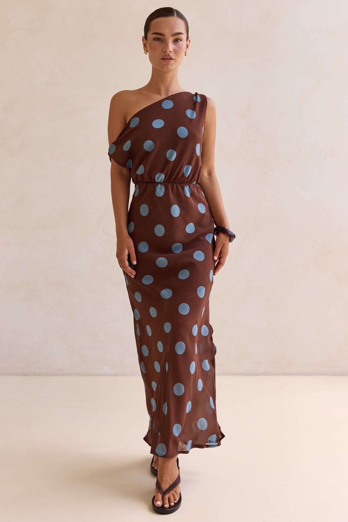 Lucia Polka Maxi Dress (Chocolate)
