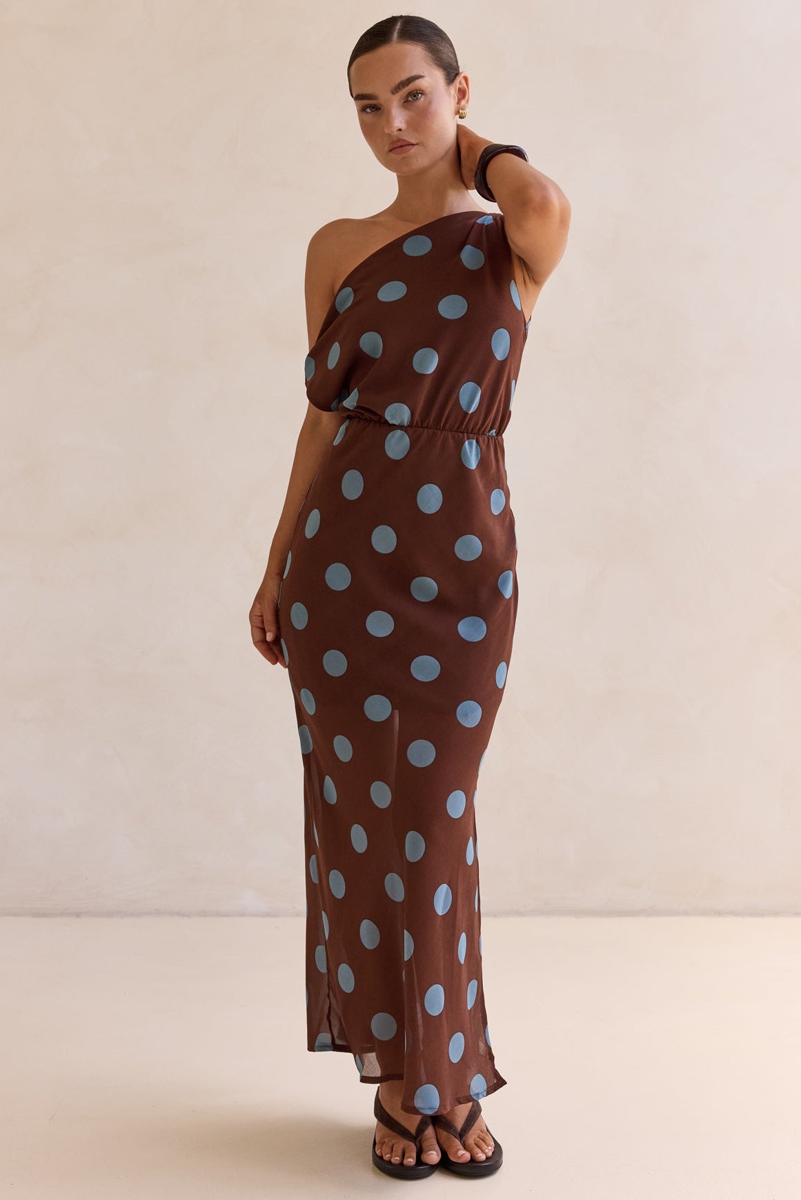 Lucia Polka Maxi Dress (Chocolate)
