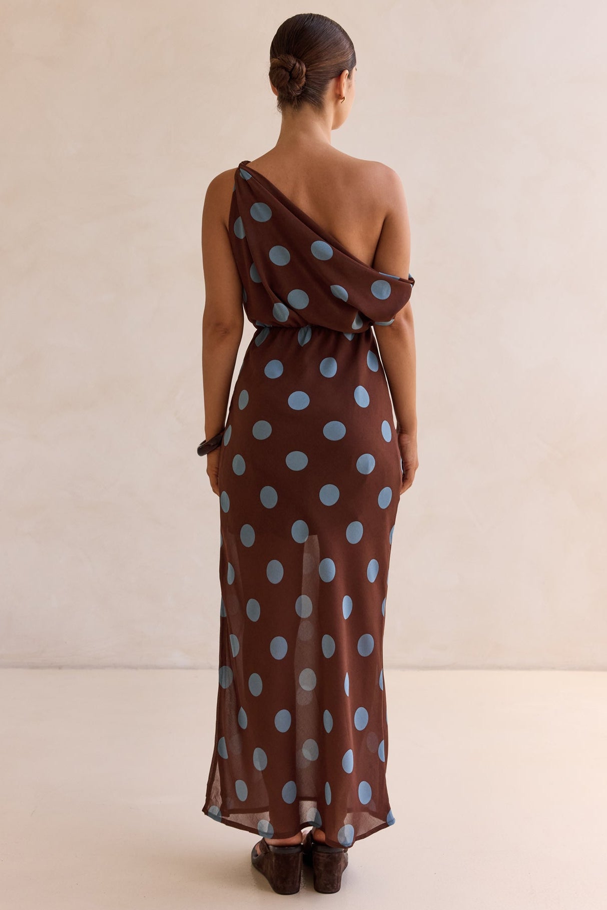 Lucia Polka Maxi Dress (Chocolate)