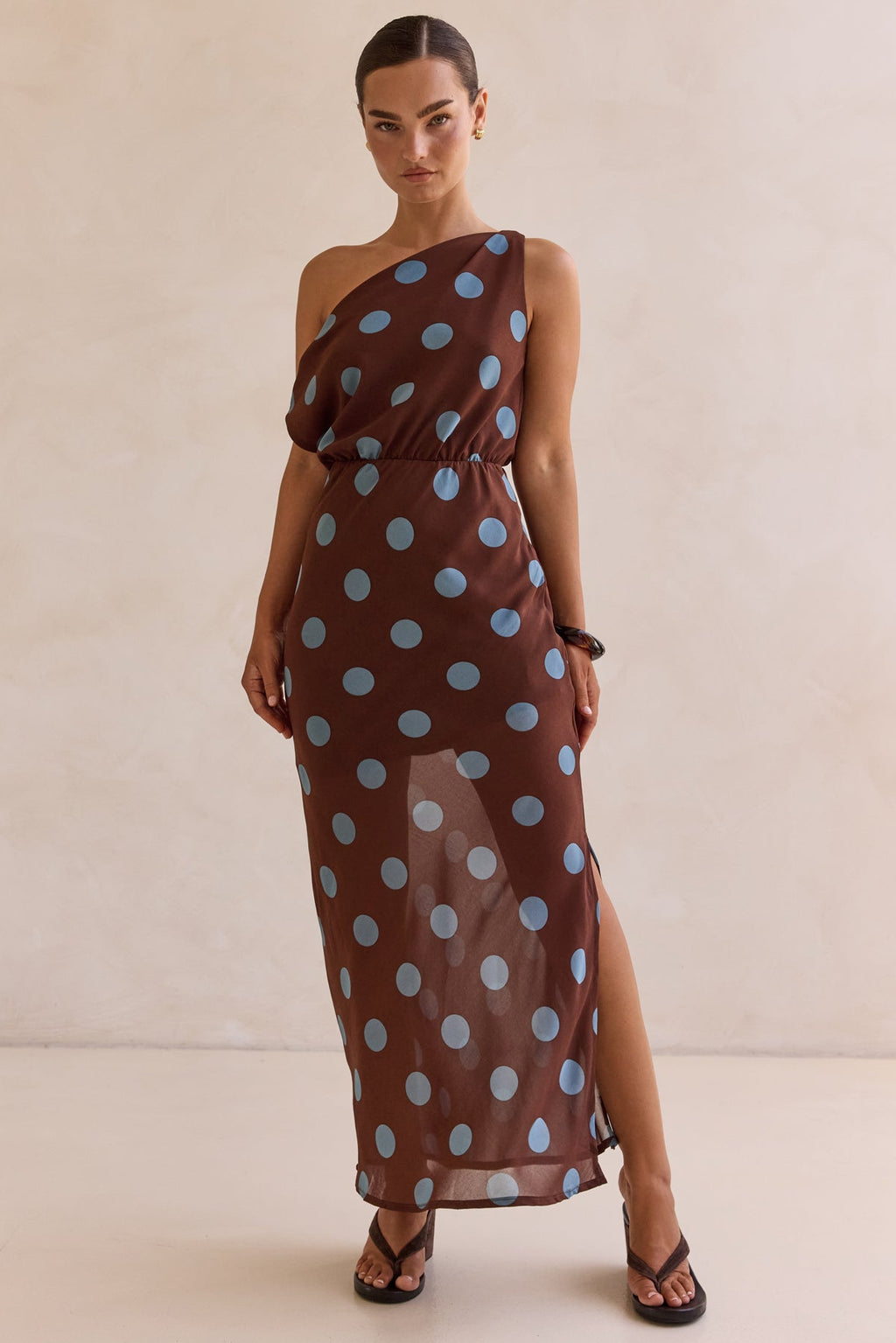 Lucia Polka Maxi Dress (Chocolate)