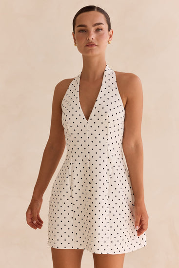 Millah Polka Mini Dress (White)