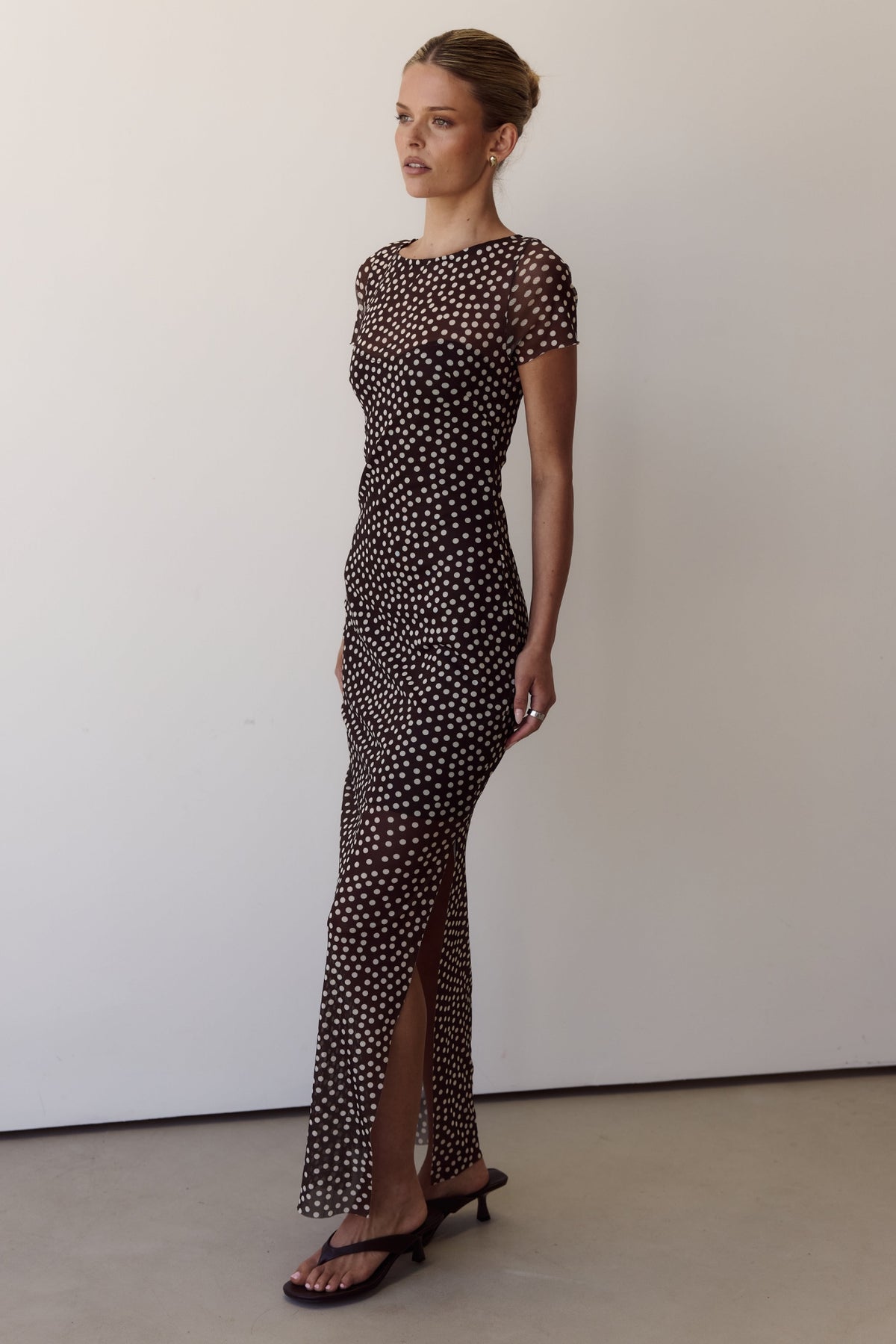 Maddison Maxi Dress (Chocolate Polka)