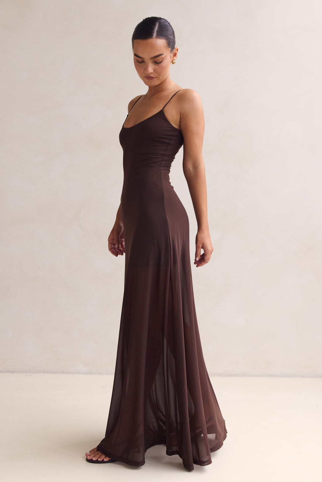 Alessandra Mesh Maxi Dress (Chocolate)