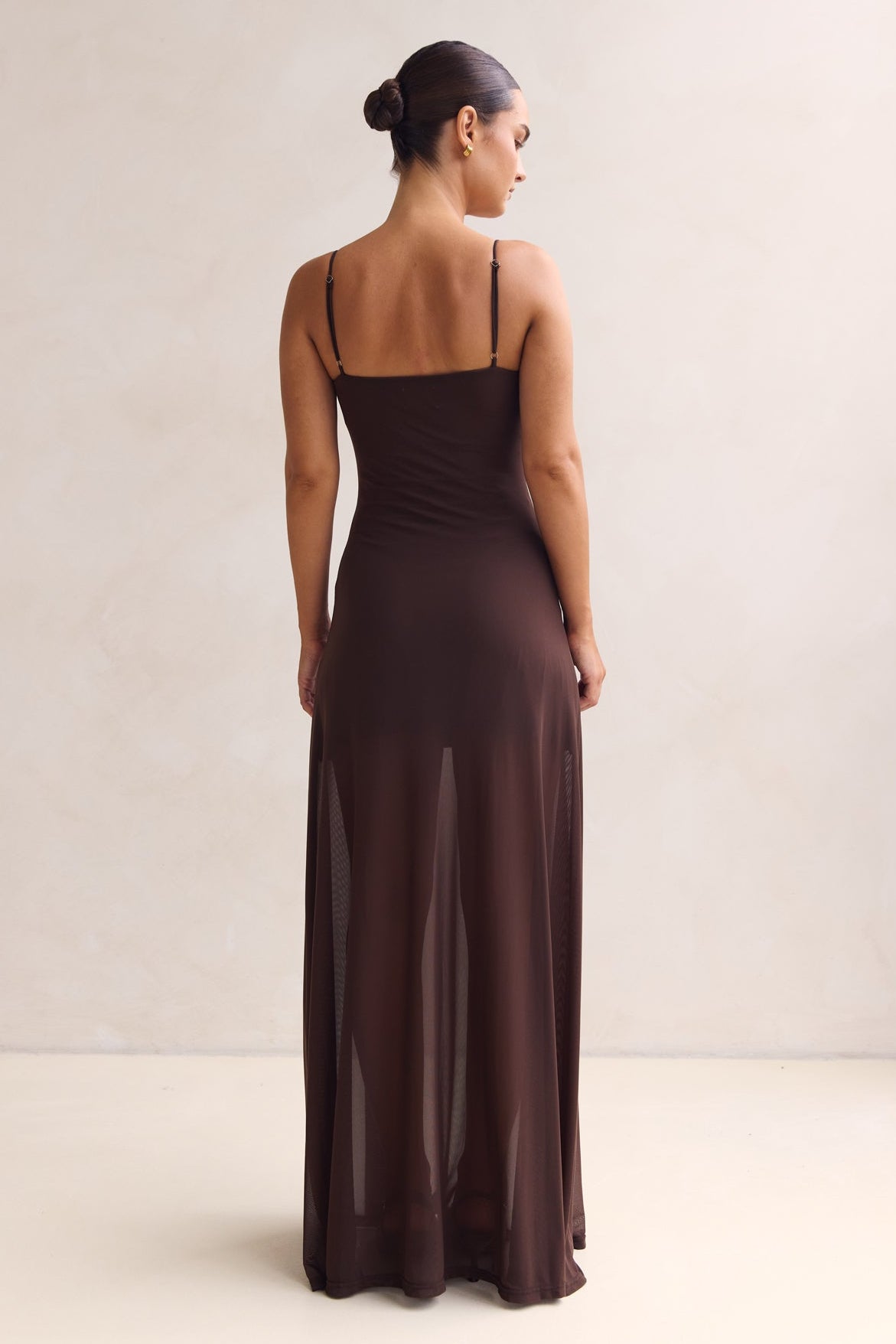 Alessandra Mesh Maxi Dress (Chocolate)