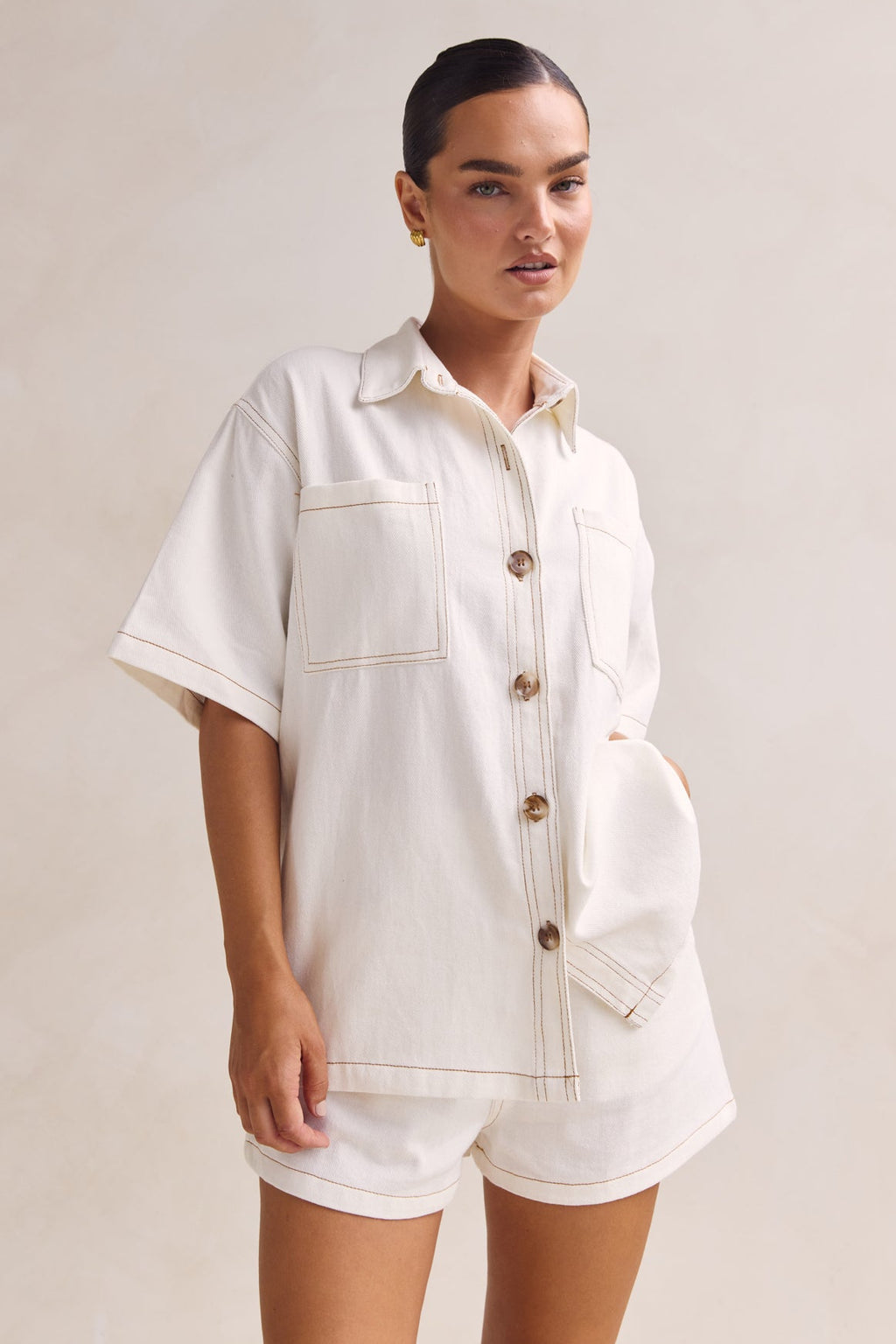 Sia Denim Set (Cream)