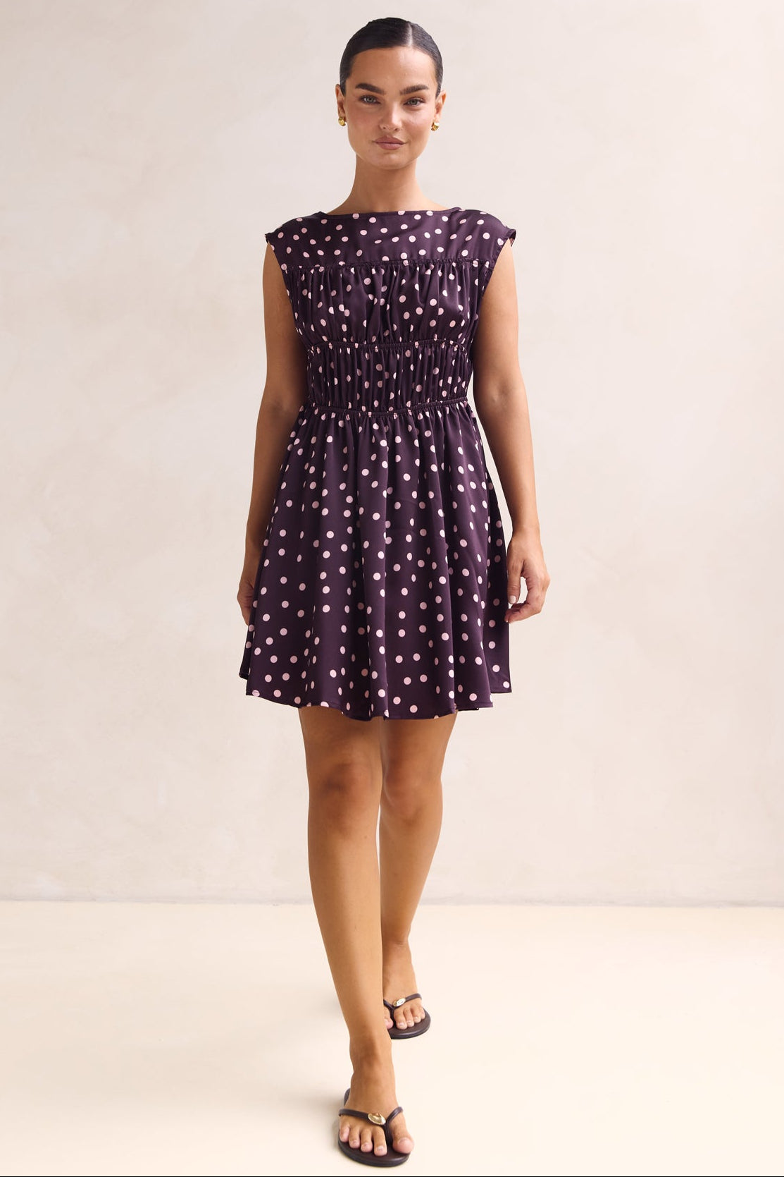 Lolita Mini Dress (Plum Polka)