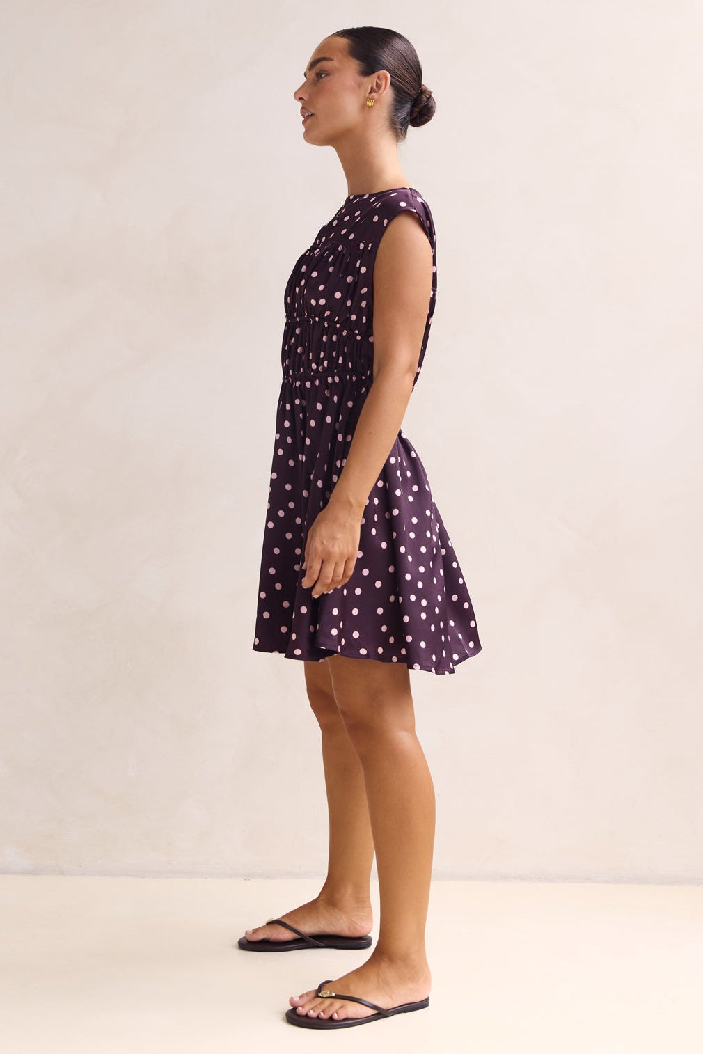 Lolita Mini Dress (Plum Polka)