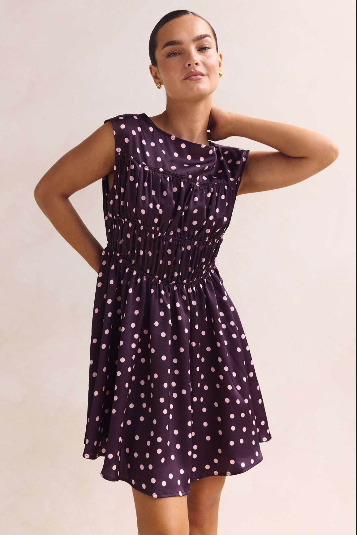 Lolita Mini Dress (Plum Polka)