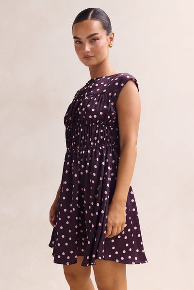 Lolita Mini Dress (Plum Polka)