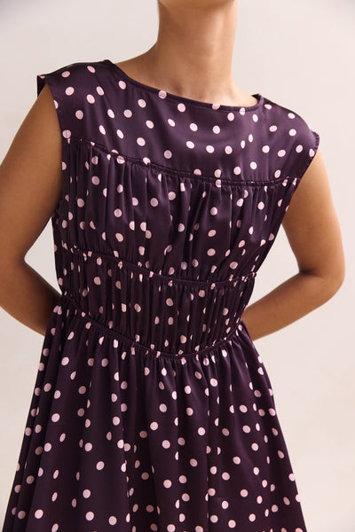 Lolita Mini Dress (Plum Polka)