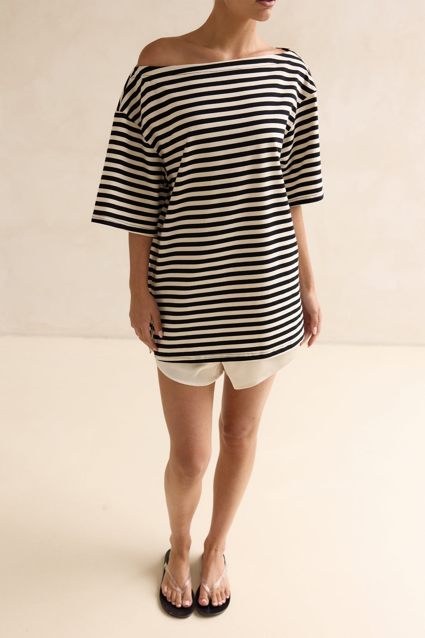 Kingsley Tee (Black/Cream Stripe)