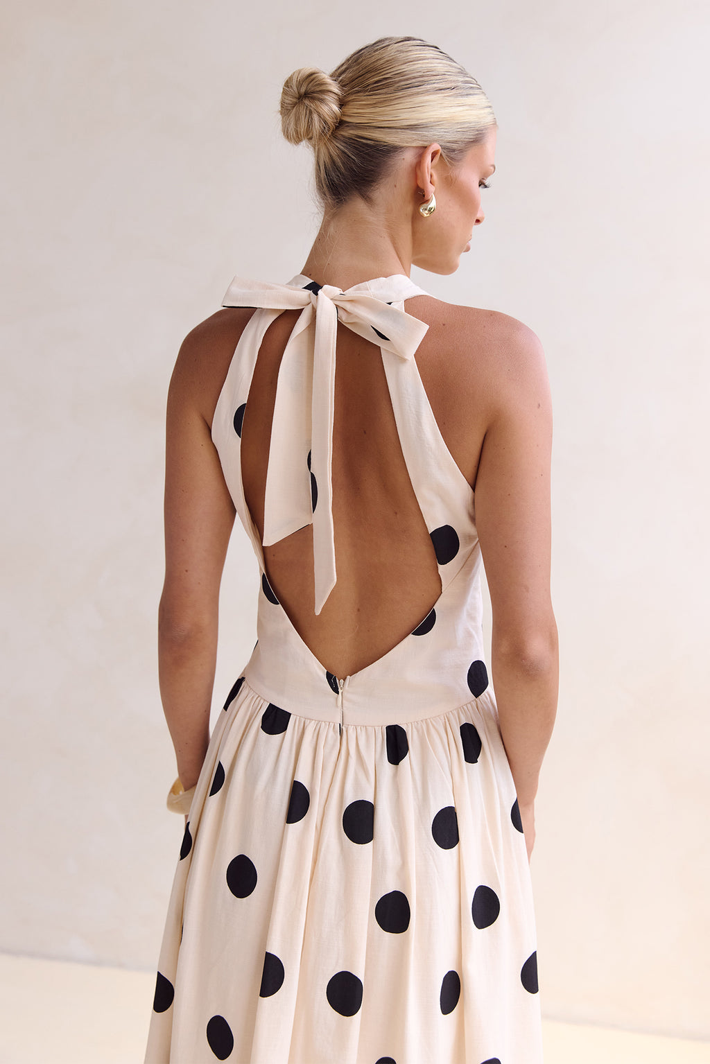 Aya Maxi Dress (Cream/Black Polka)